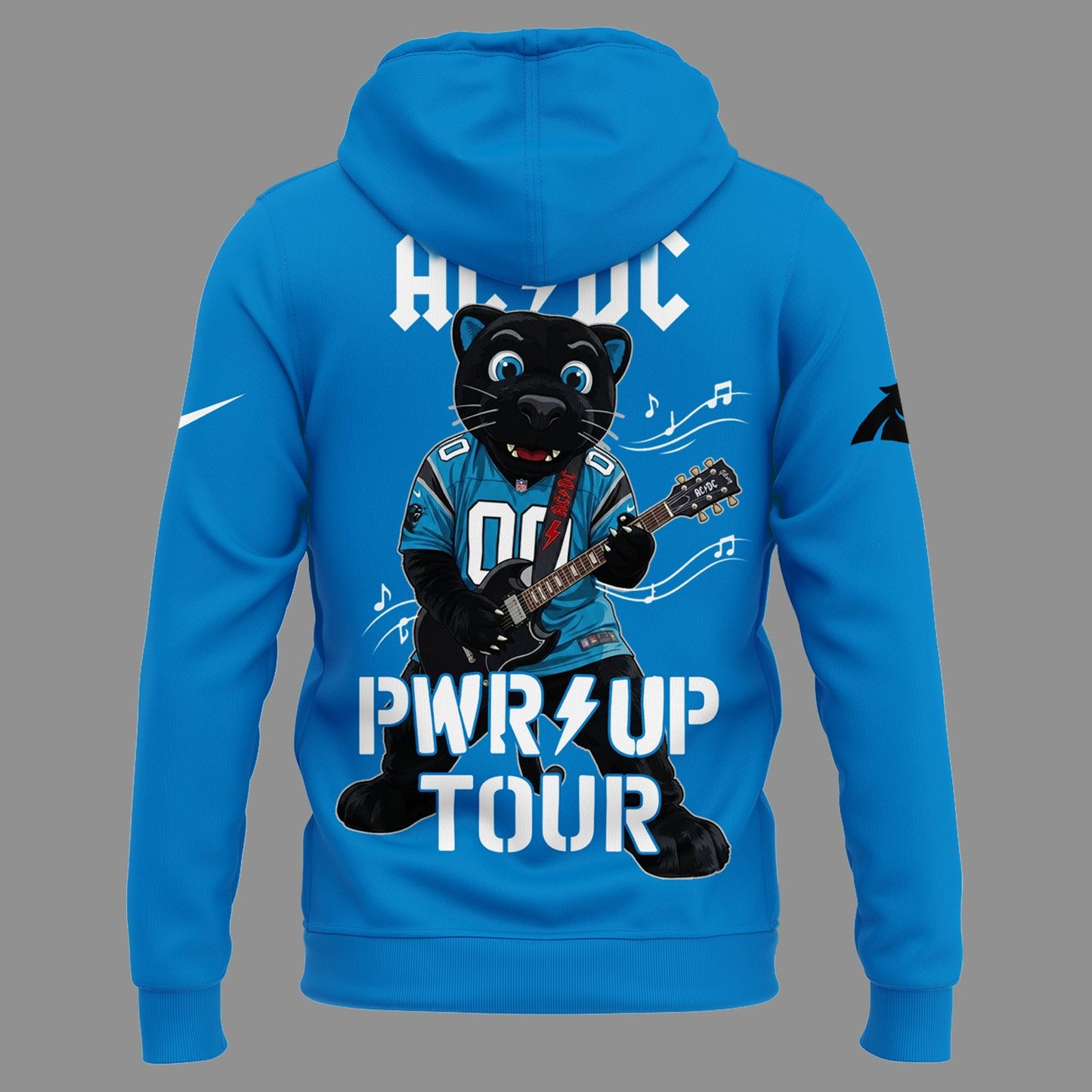 Special Power Up Tour 2026 AC/DC x Carolina Panthers Football Blue Hoodie