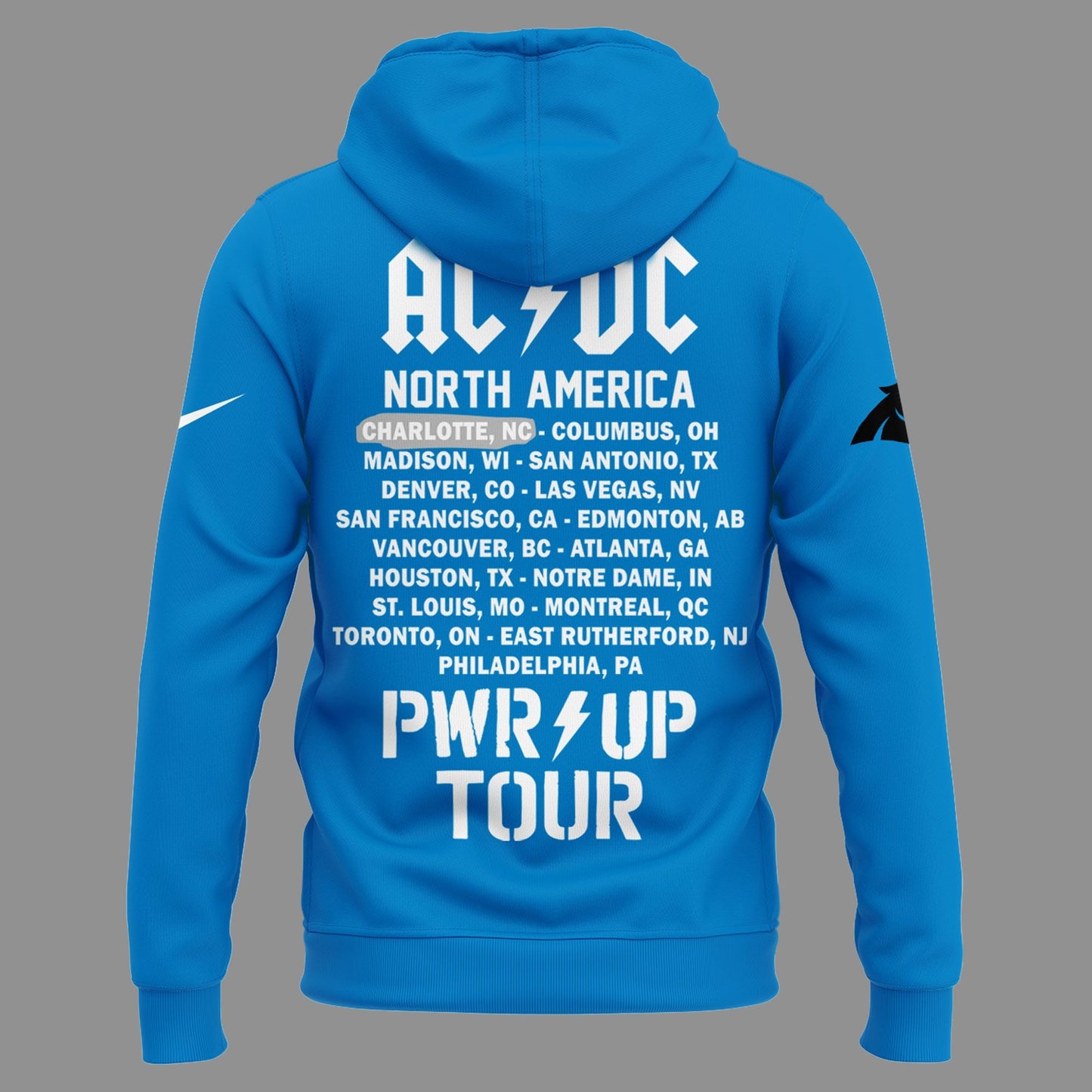 Exclusive Hoodie Power Up Tour 2026 AC/DC x Carolina Panthers Football Blue Hoodie