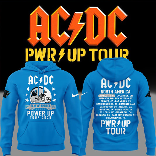 Exclusive Hoodie Power Up Tour 2026 AC/DC x Carolina Panthers Football Blue Hoodie
