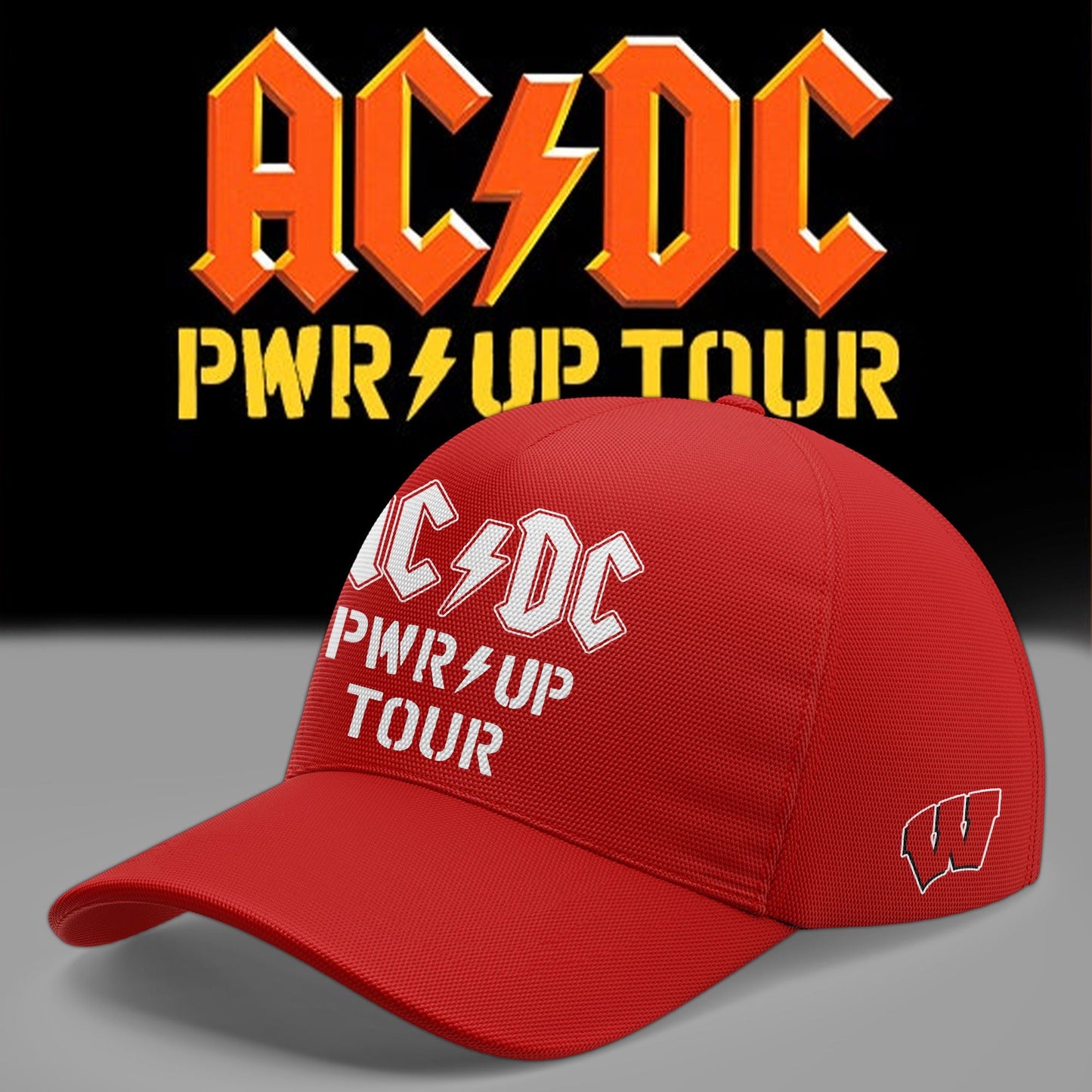 AC/DC x Wisconsin Badgers Football - Power Up Tour 2026 Baseball Jersey