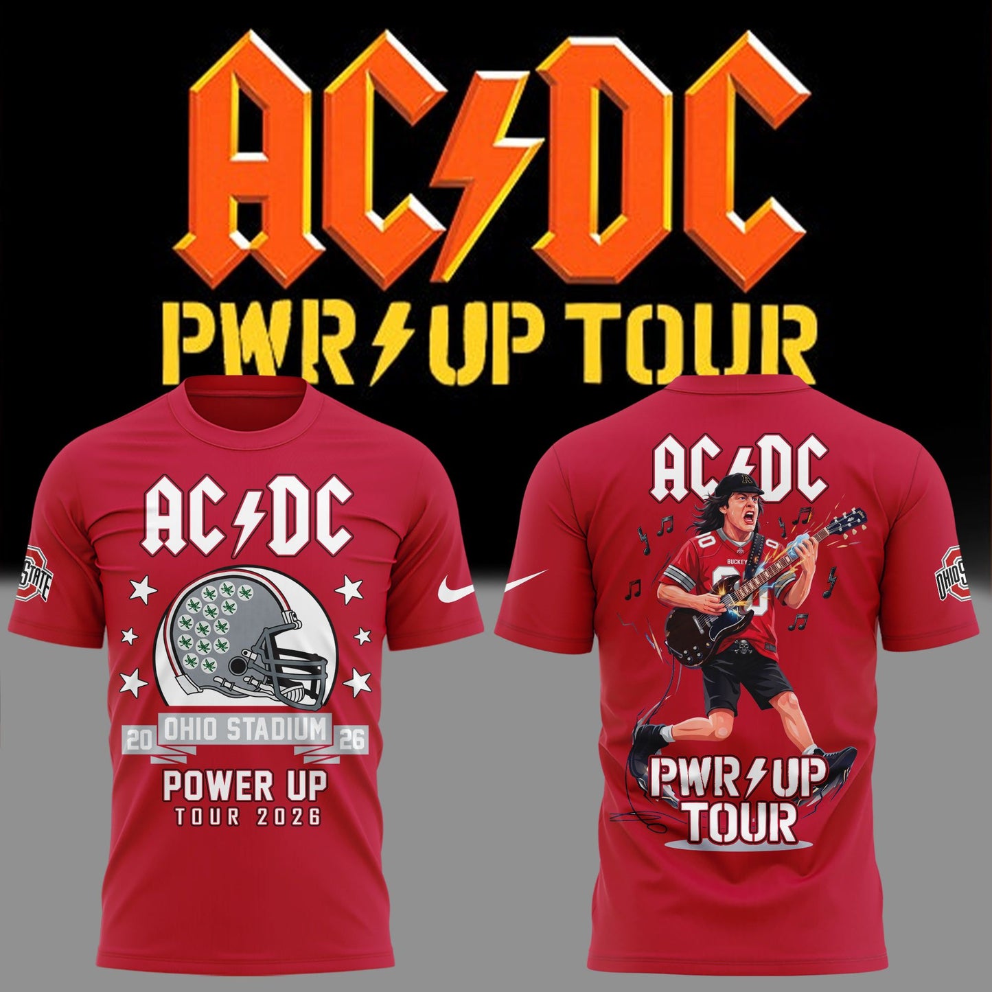 AC/DC x Ohio State Buckeyes Football - Power Up Tour 2026 T-Shirt