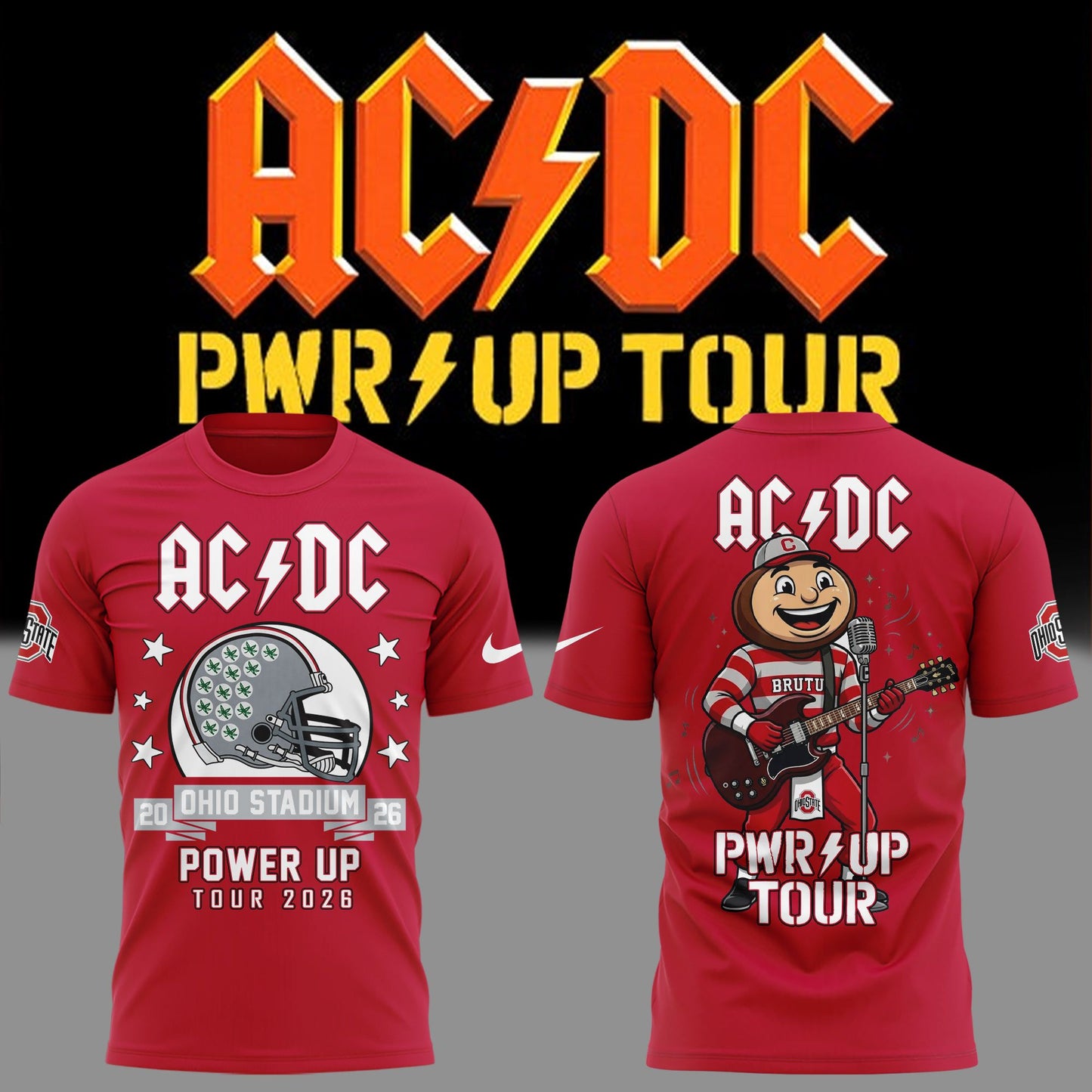 AC/DC x Ohio State Buckeyes Football - Power Up Tour 2026 T-Shirt
