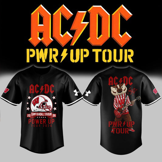 AC/DC x Wisconsin Badgers Football - Power Up Tour 2026 Baseball Jersey