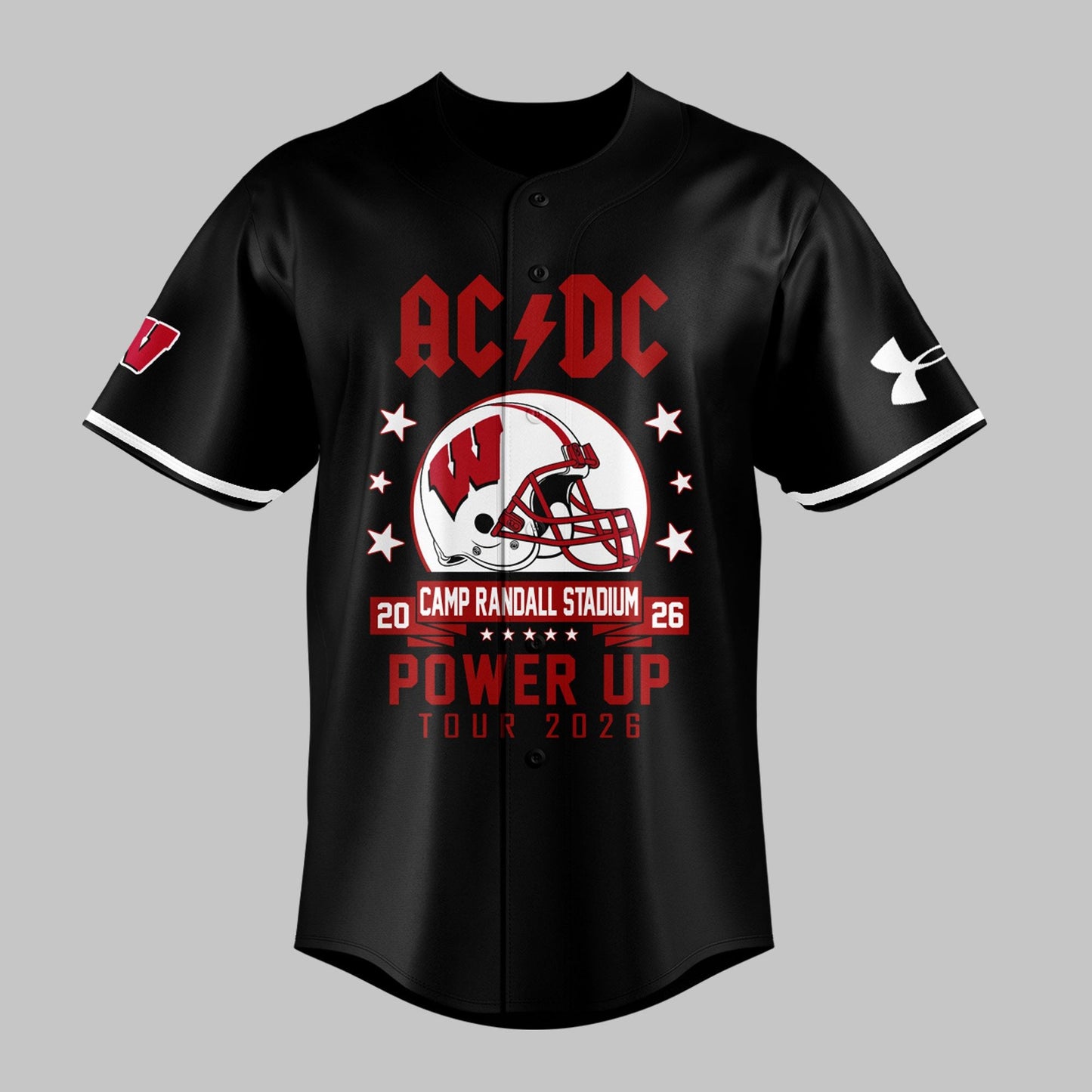 AC/DC x Wisconsin Badgers Football - Power Up Tour 2026 Baseball Jersey