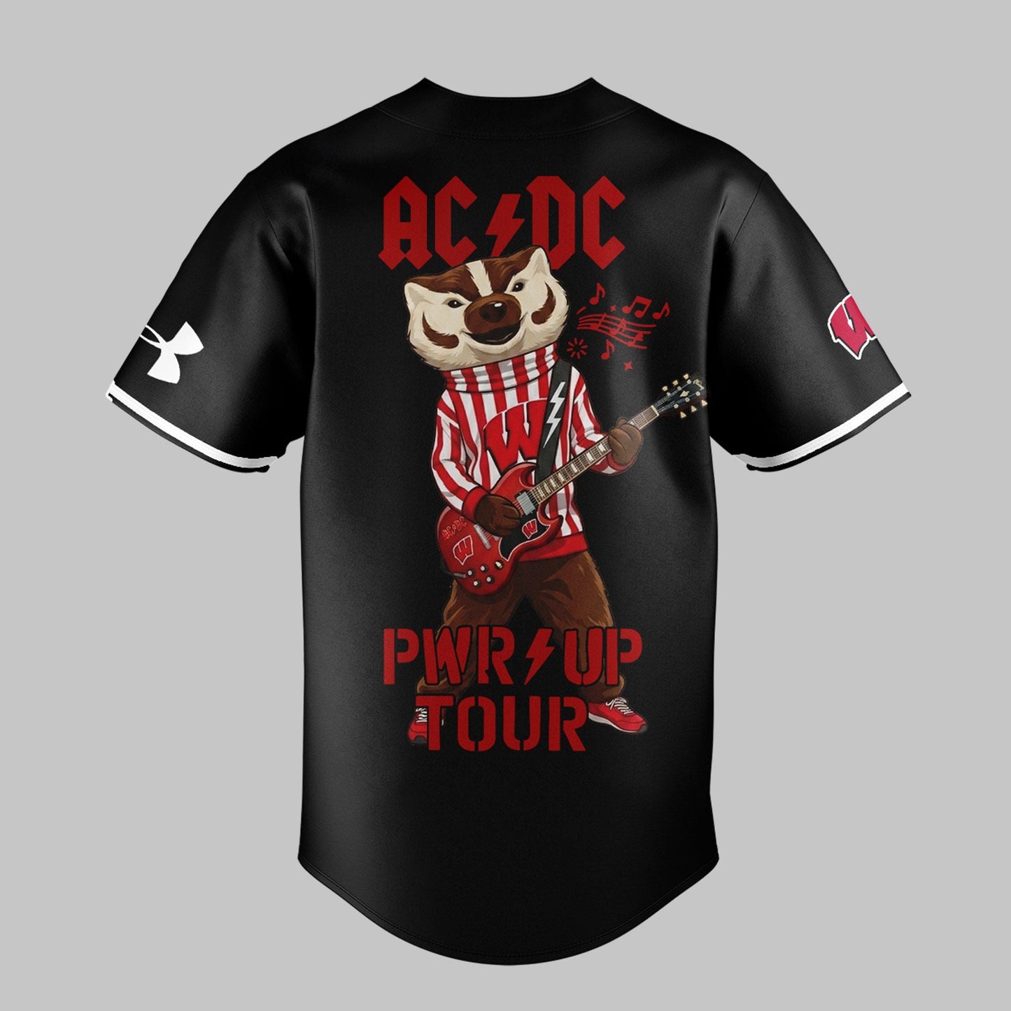 AC/DC x Wisconsin Badgers Football - Power Up Tour 2026 Baseball Jersey