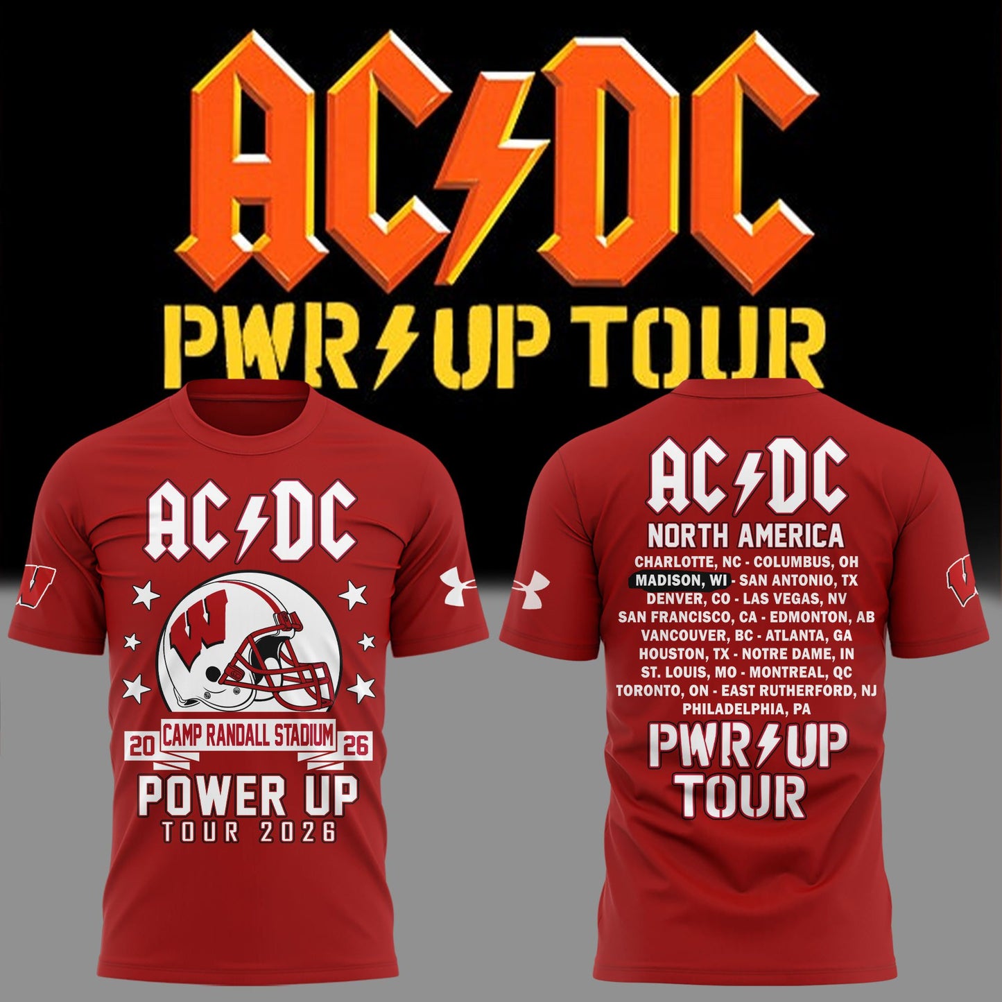 Exclusive AC/DC x Wisconsin Badgers Football - Power Up Tour 2026 T-Shirt 4 Reviews