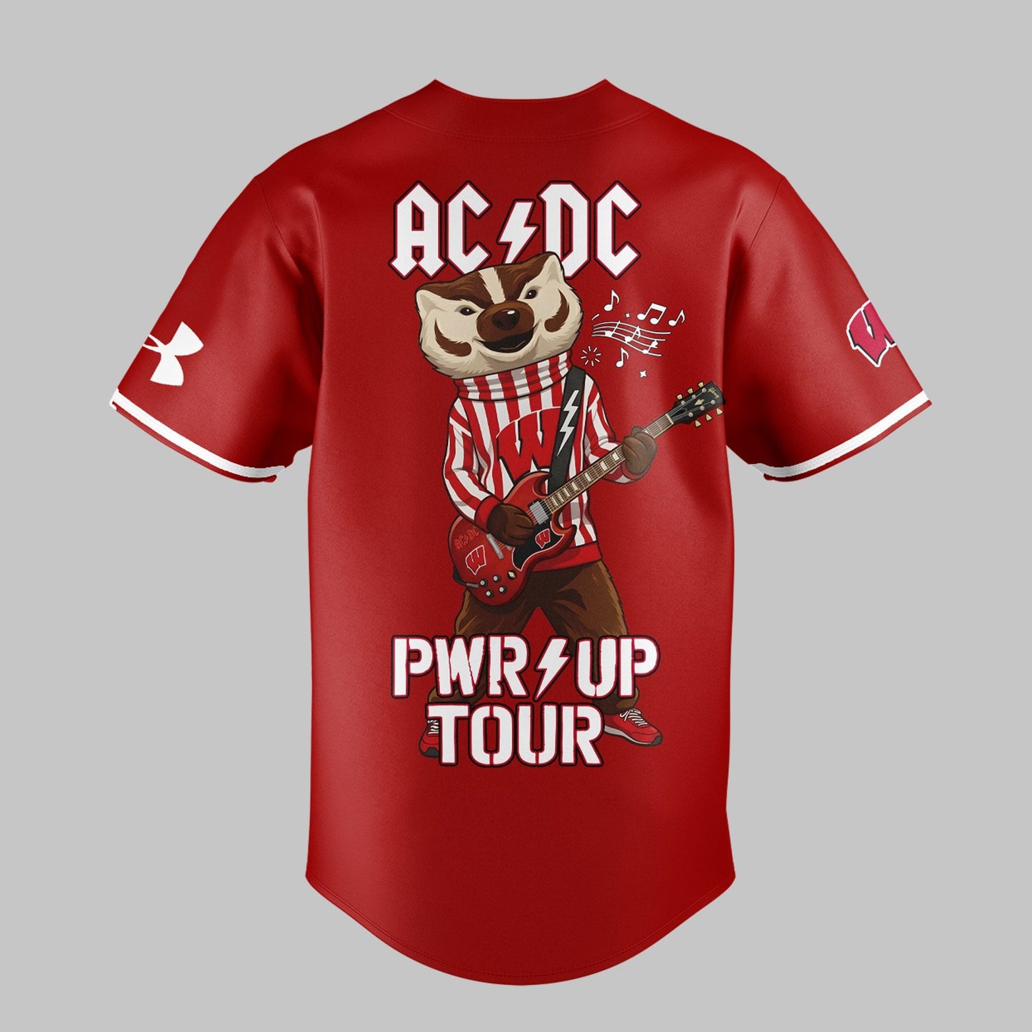 AC/DC x Wisconsin Badgers Football - Power Up Tour 2026 Baseball Jersey