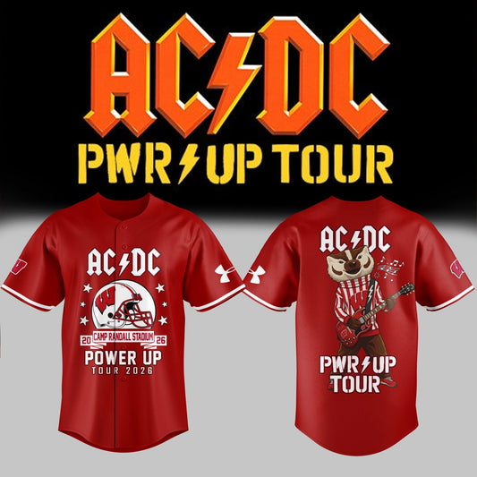 AC/DC x Wisconsin Badgers Football - Power Up Tour 2026 Baseball Jersey