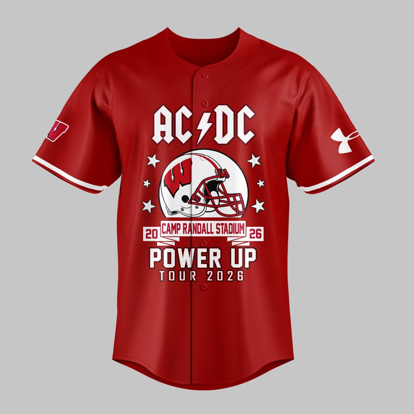 AC/DC x Wisconsin Badgers Football - Power Up Tour 2026 Baseball Jersey