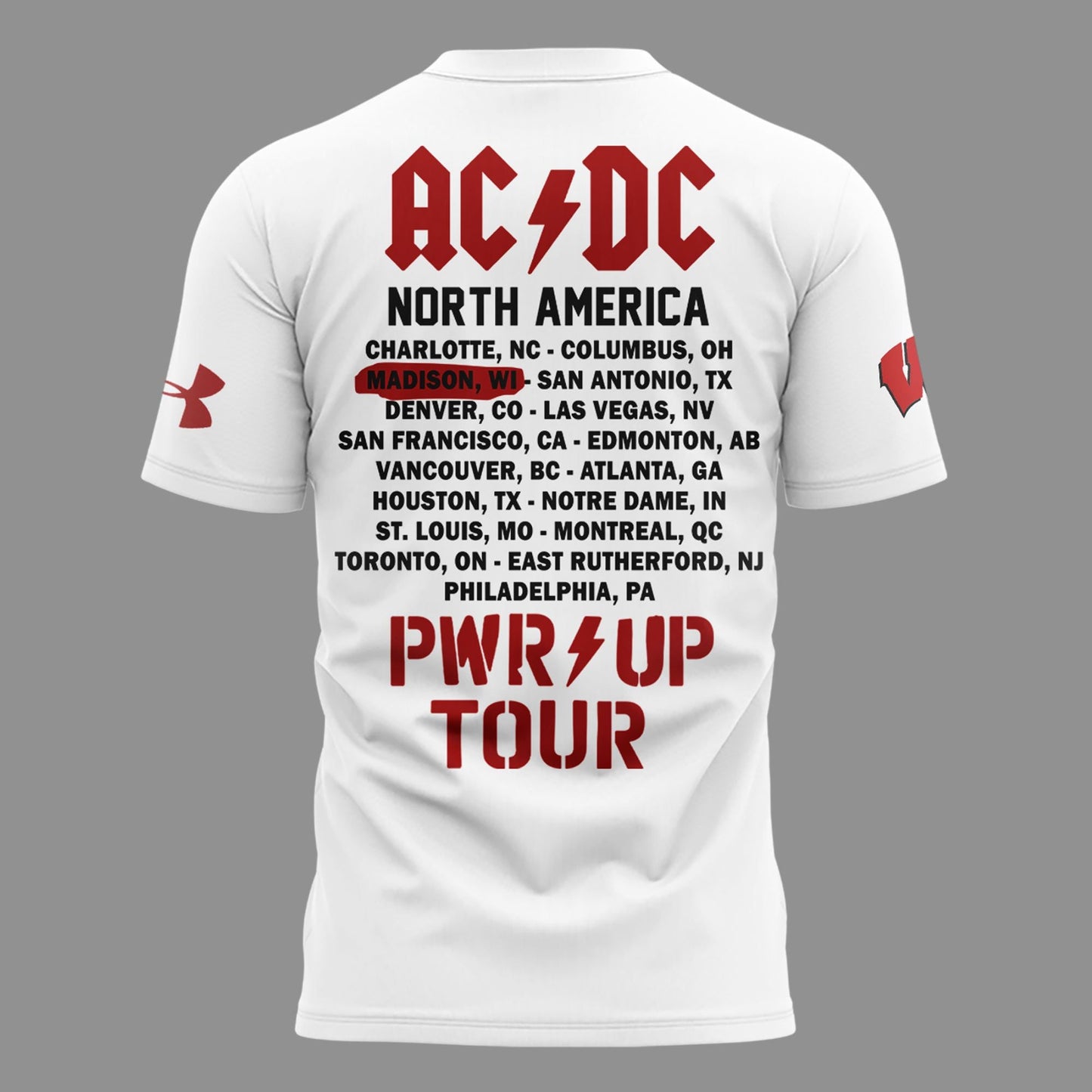 Exclusive Tshirt AC/DC x Wisconsin Badgers Football - Power Up Tour 2026 T-Shirt