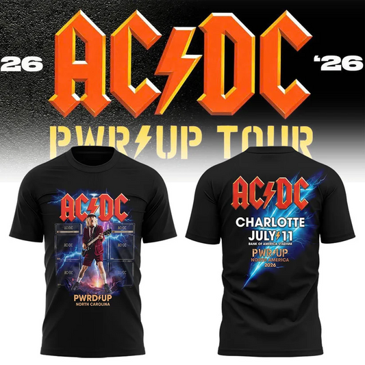 Newest Shirt Charlotte - Limited Edition AC/DC Power Up Tour 2026 At Bank of America Stadium T-Shirt